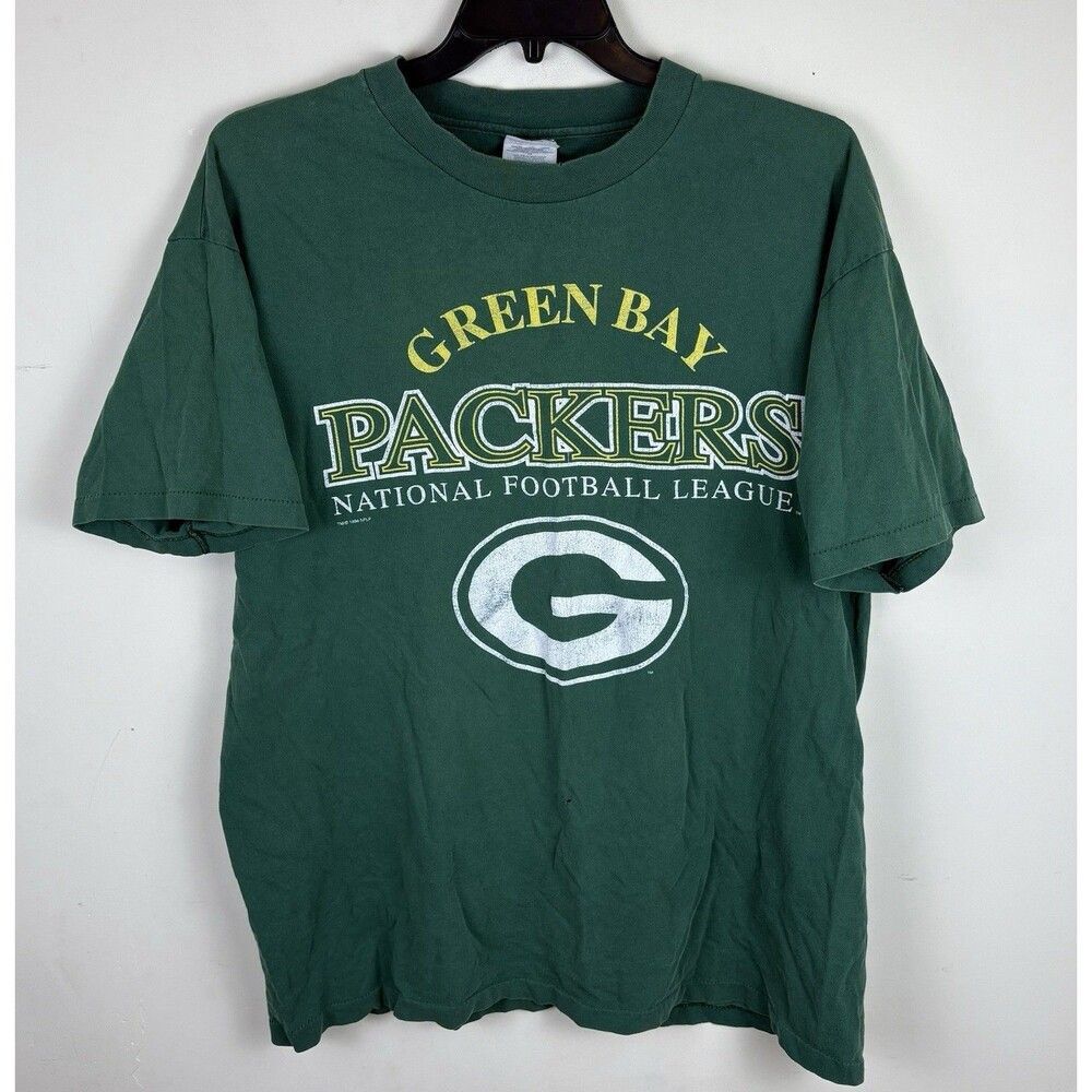 Vintage 90s 1996 Single Stitch Green Bay Packers Graphic T-Shirt / Size XL